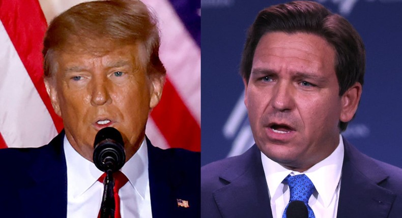 Former President Donald Trump and Florida Gov. Ron DeSantis.Alon Skuy/AFP via Getty Images and Scott Olson/Getty Images