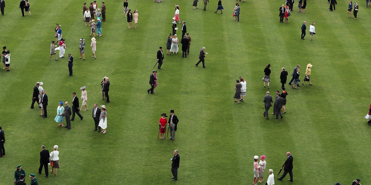 Guests at a garden party at Buckingham Palace on Tuesday in London.