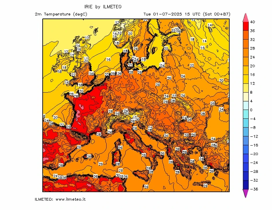 Mapa temperatura u Evropi