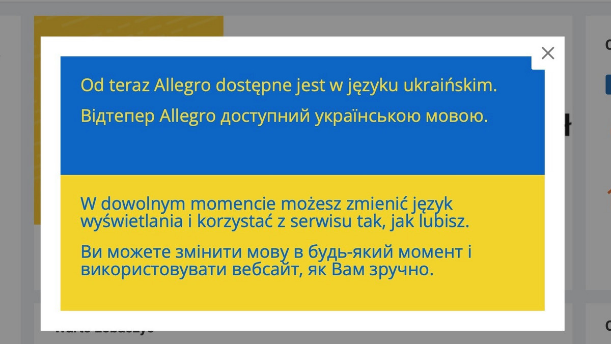 Allegro представляє українську версію, щоб полегшити доступ до пропозиції для зростаючої кількості українців, які проживають у Польщі.