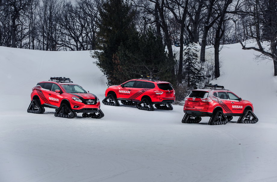 ... Nissan put its Pathfinder, Murano, and Rogue on tracks. Because wheels are for drivers who lack imagination.