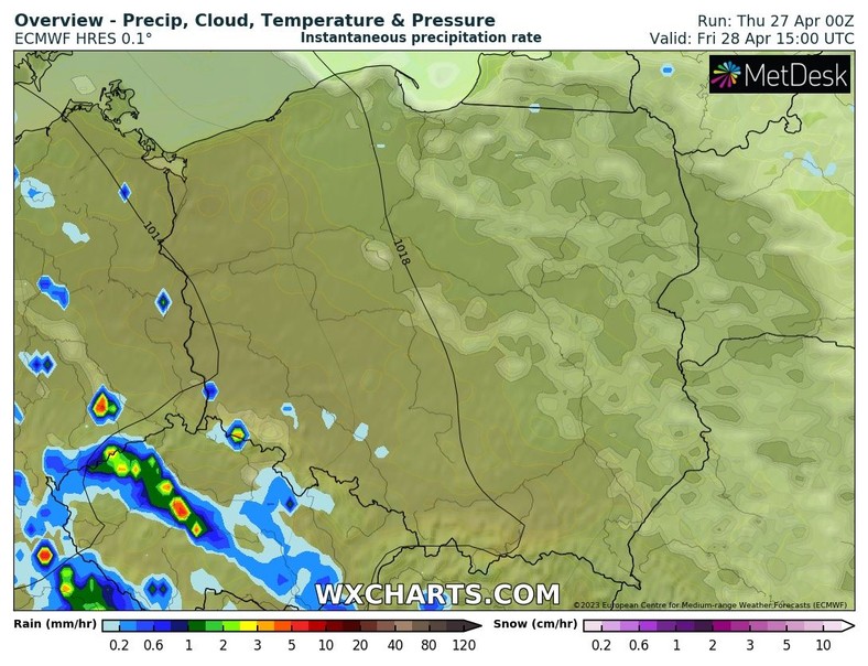 Z zachodu do Polski przybliży się nowy front atmosferyczny z deszczem