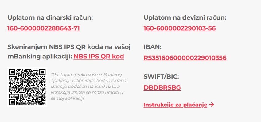 Instrukcije za plaćanje