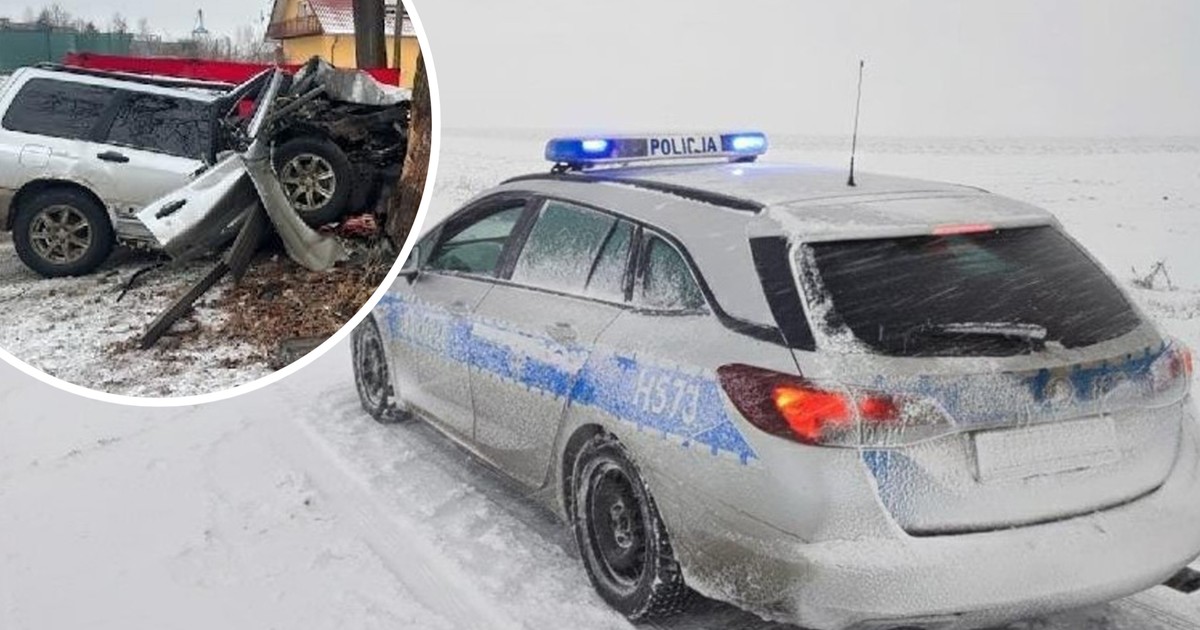Tragiczny wypadek w Lubomierzu – Subaru rozgniecione w drzewo