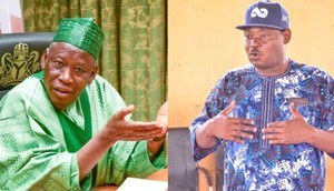 Ondo Poll: Ganduje consoles Jimoh Ibrahim after crushing defeat in primary poll