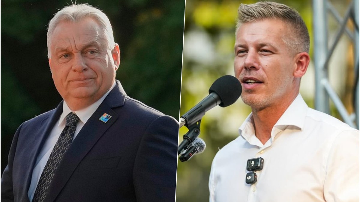 Maďarský premiér Viktor Orbán a Péter Magyar z TISZA.