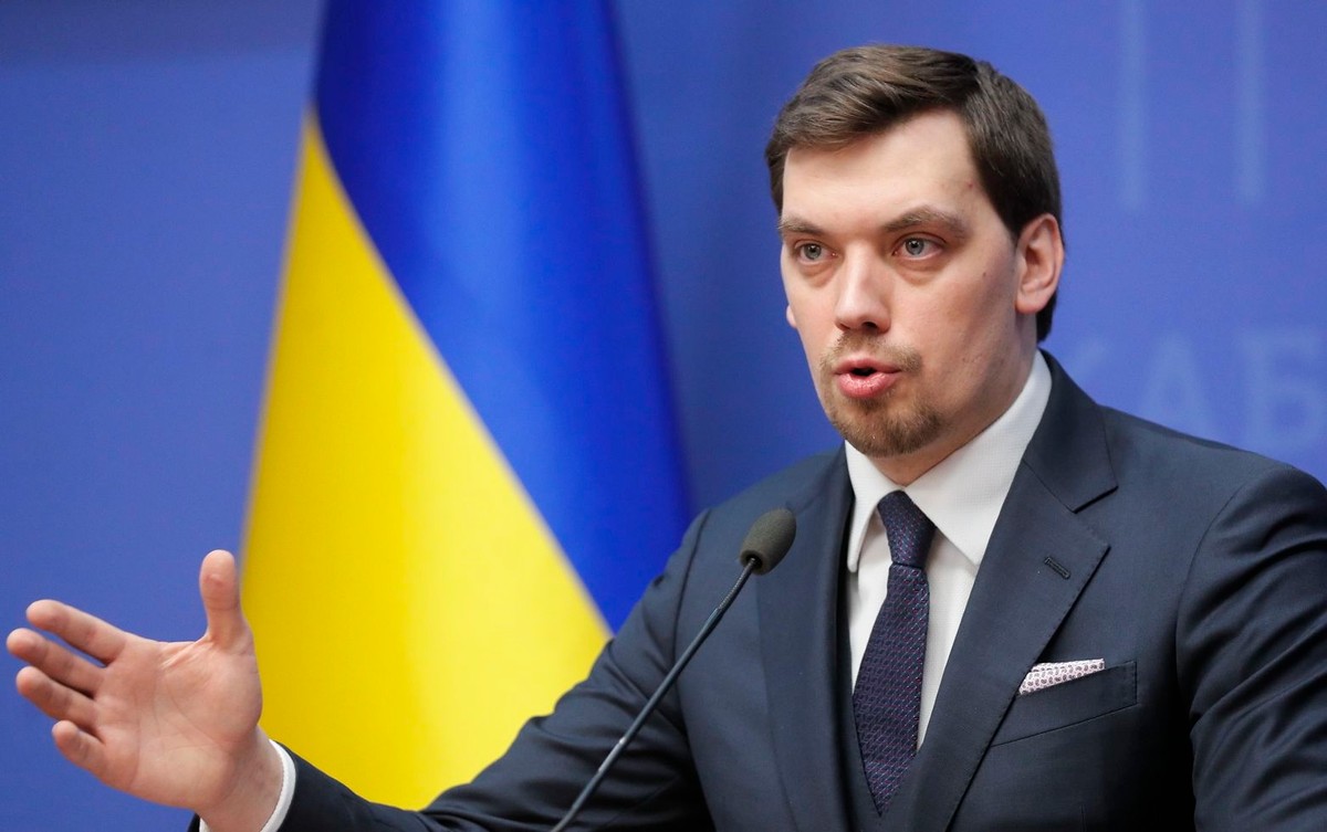 Ukrainian Prime Minister Oleksiy Honcharuk holds press briefing in Kiev