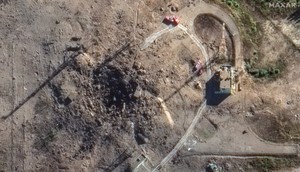 A close-up view of the launchpad on September 21 after the failed test.Satellite image 2024 Maxar Technologies.