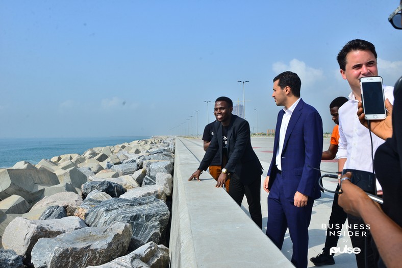 The Business Insider by Pulse team with Ronald Chagoury Jr by the Great Wall of Lagos.