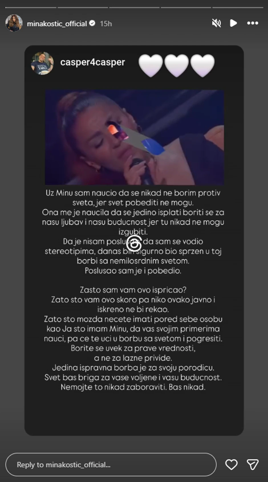 Mina Kostić i Kasper, objava