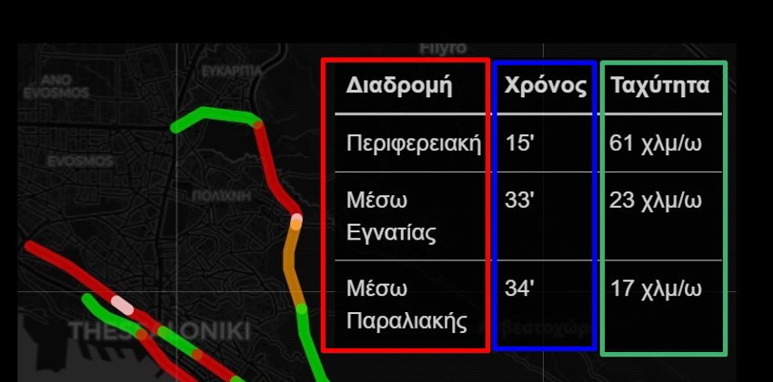 Sajt u realnom vremenu prikazuje stanje na obilaznici oko Soluna gde se izvode obimni radovi