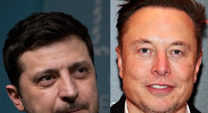Ukrainian President Volodymyr Zelenskyy and SpaceX CEO Elon Musk.