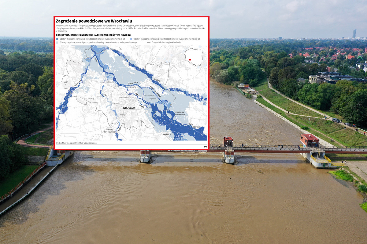 Zagrożenie powodziowe we Wrocławiu [MAPA]