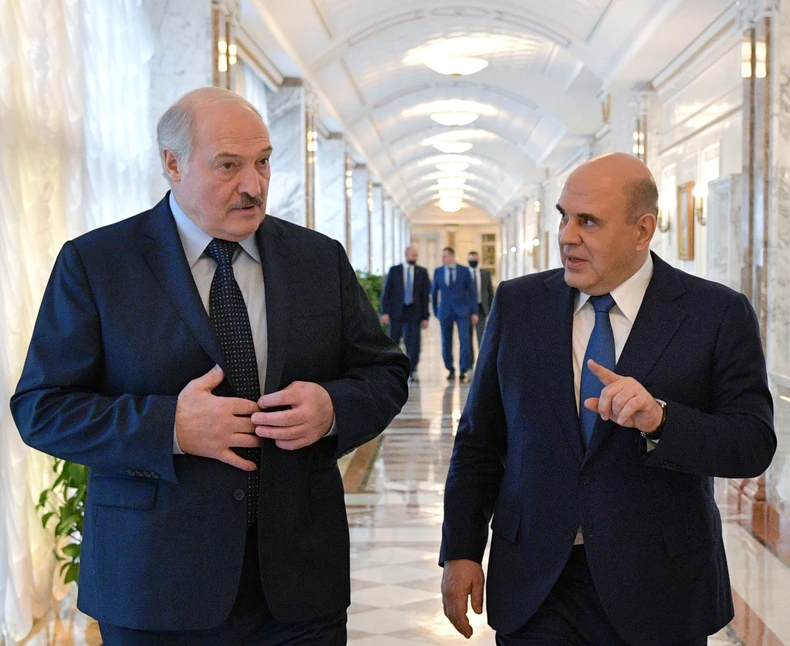 Aleksandar Lukašenko i Mihail Mišustin u aprilu u Minsku