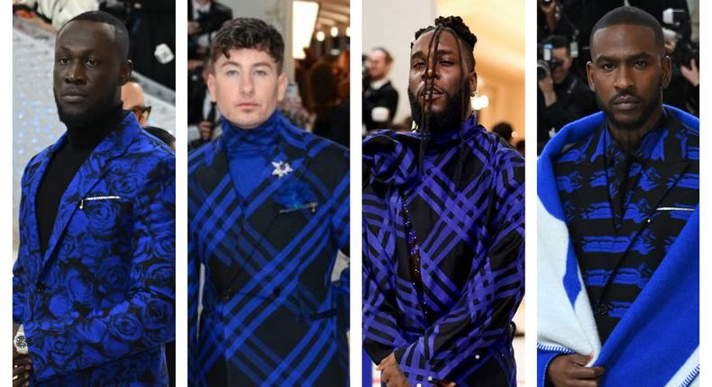 Burna Boy and others in similar Burberry outfits [Getty]