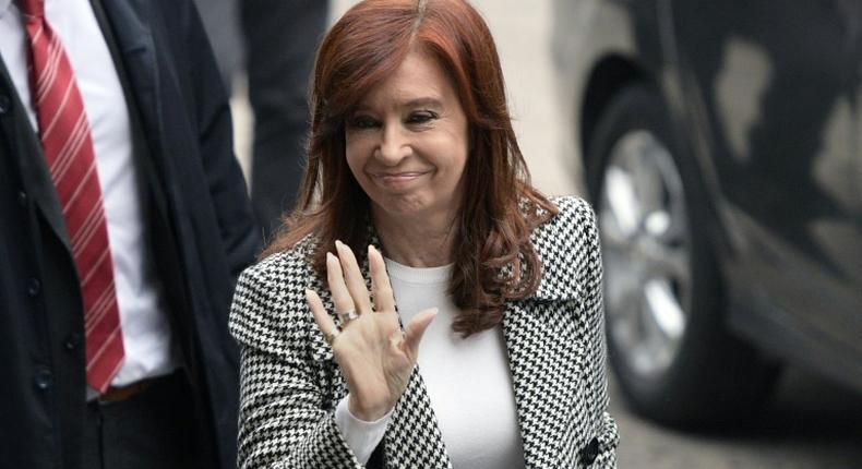 Former Argentine president Cristina Kirchner arrives in court in Buenos Aires in May 2019