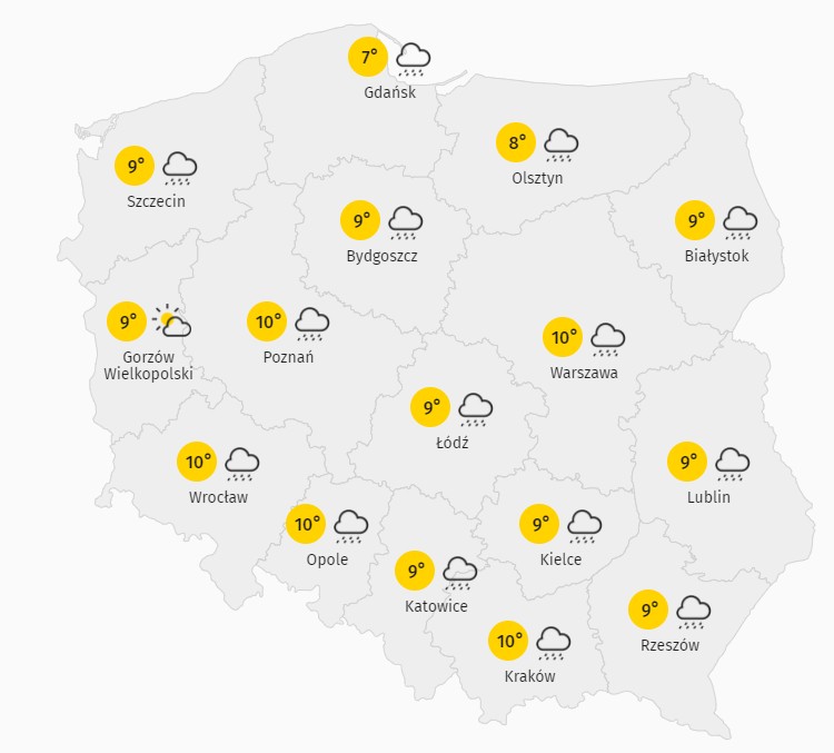 Prognoza pogody na piątek, 23 kwietnia