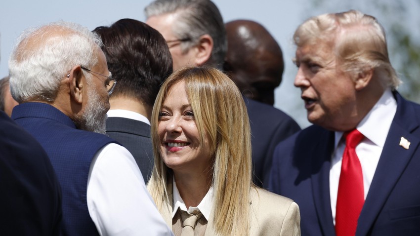 Đorđa Meloni, Narendra Modi (levo) i Donald Tramp prisustvovali su samitu G7 sa ostalim liderima najvećih svetskih sila | Foto: YOAN VALAT/EPA/Shutterstock