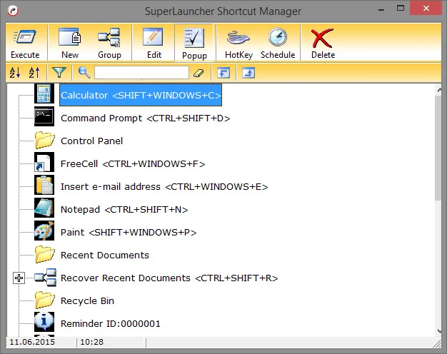 Główne okno programu do automatyzacji zadań w systemie Windows - SuperLauncher