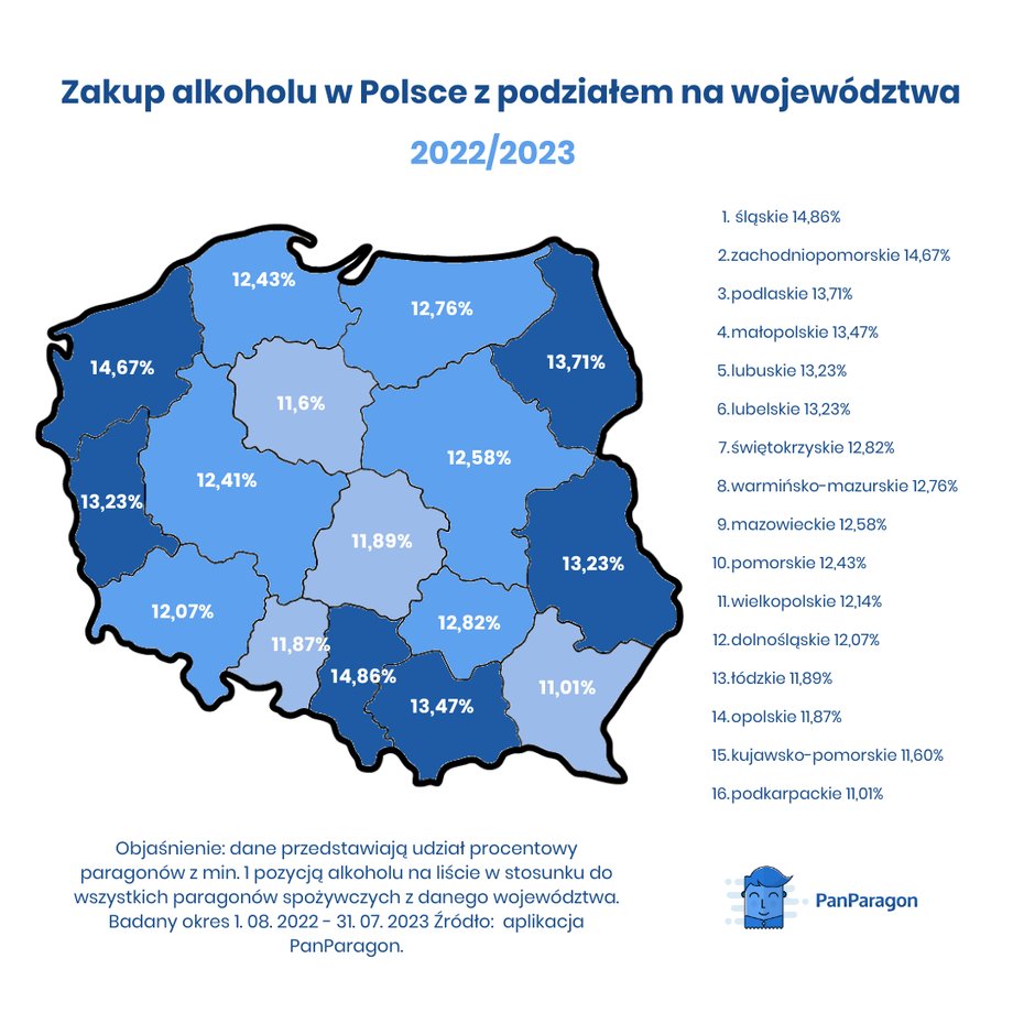 Alkoholowa mapa Polski.