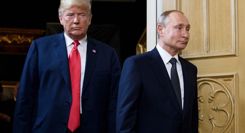 Former President Donald Trump and Russian President Vladimir Putin in Helsinki, Finland on July 16, 2018.