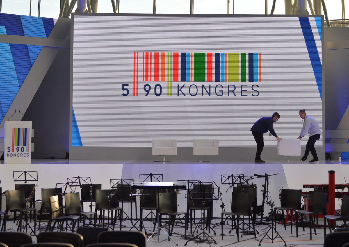 Przygotowania do rozpoczynającego się Kongresu 590 w Centrum Wystawienniczo-Kongresowym w Jasionce k. Rzeszowa.