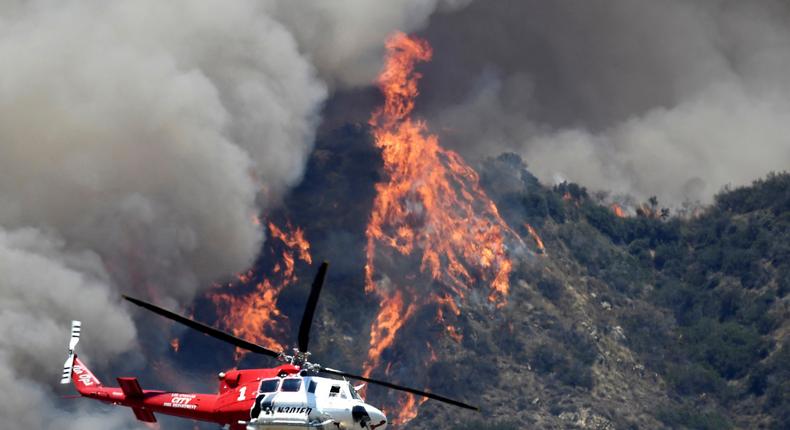 A wildfire in Los Angeles, California.