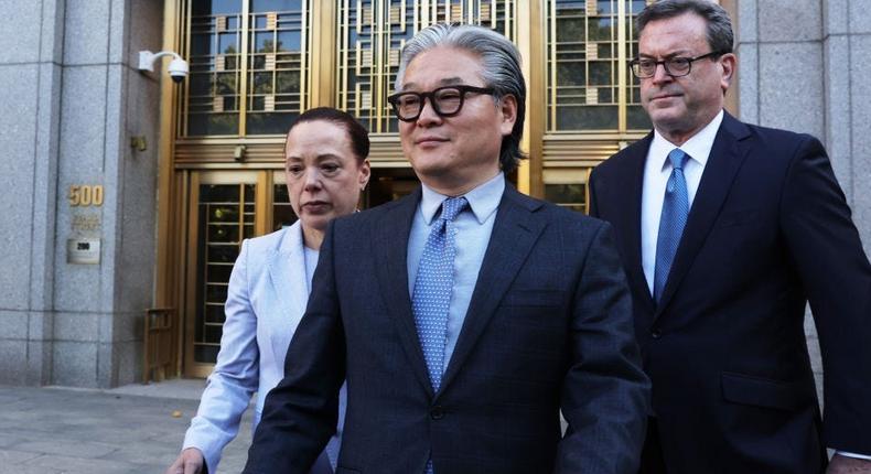 Archegos Capital Management founder Bill Hwang (C) walks out of federal courtSpencer Platt / Getty Images