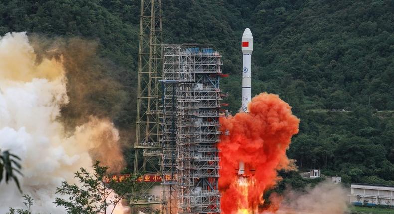 A Long March rocket lifts off from the Xichang Satellite Launch Center in Xichang in China's southwestern Sichuan province in June 2020