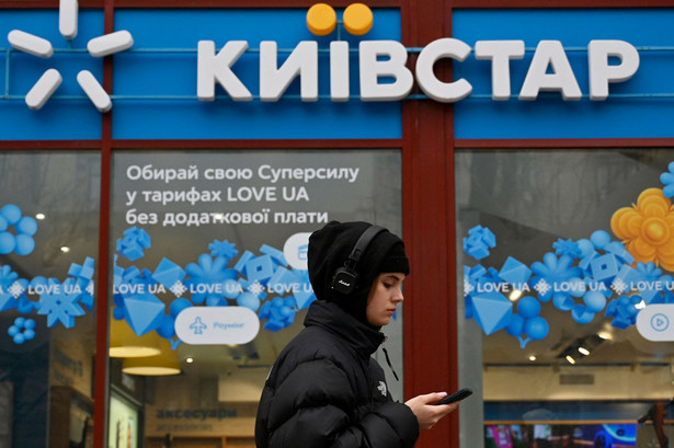 Witryna salonu Kyivstar, ukraińskiej firmy telekomunikacyjnej, która padła ofiarą rosyjskiego cyberataki