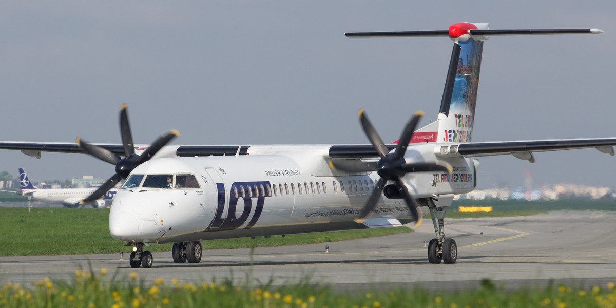 Rejsy Warszawa-Lublin obsługuje turbośmigłowy samolot Bombardier Q400