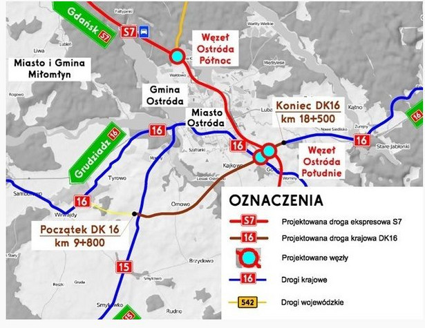 Umowa na budowę siódemki i szesnastki wokół Ostródy podpisana, źródło GDDKiA