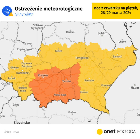 Ostrzeżenia przed silnym wiatrem obowiązują na południowym wschodzie Polski