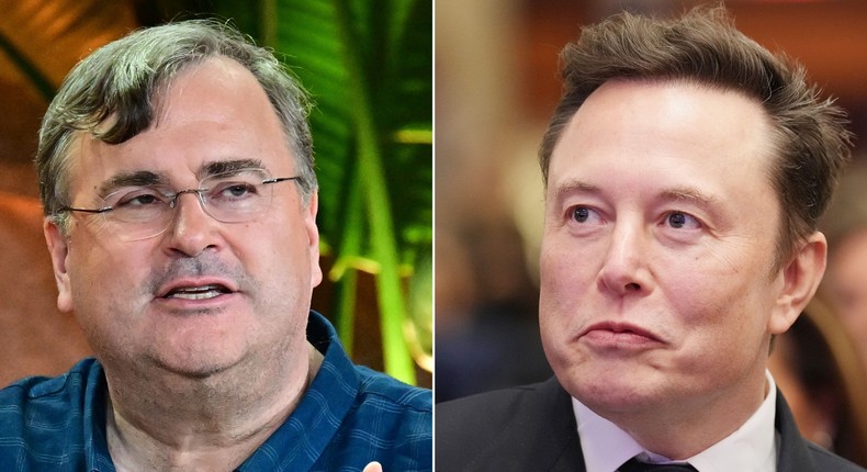 LinkedIn cofounder Reid Hoffman says Elon Musk shouldn't use his relationship with Donald Trump to steer US policies that could boost the Tesla CEO's AI startup, xAI.Frederic J. Brown/AFP and Andrew Harnik/Getty Images