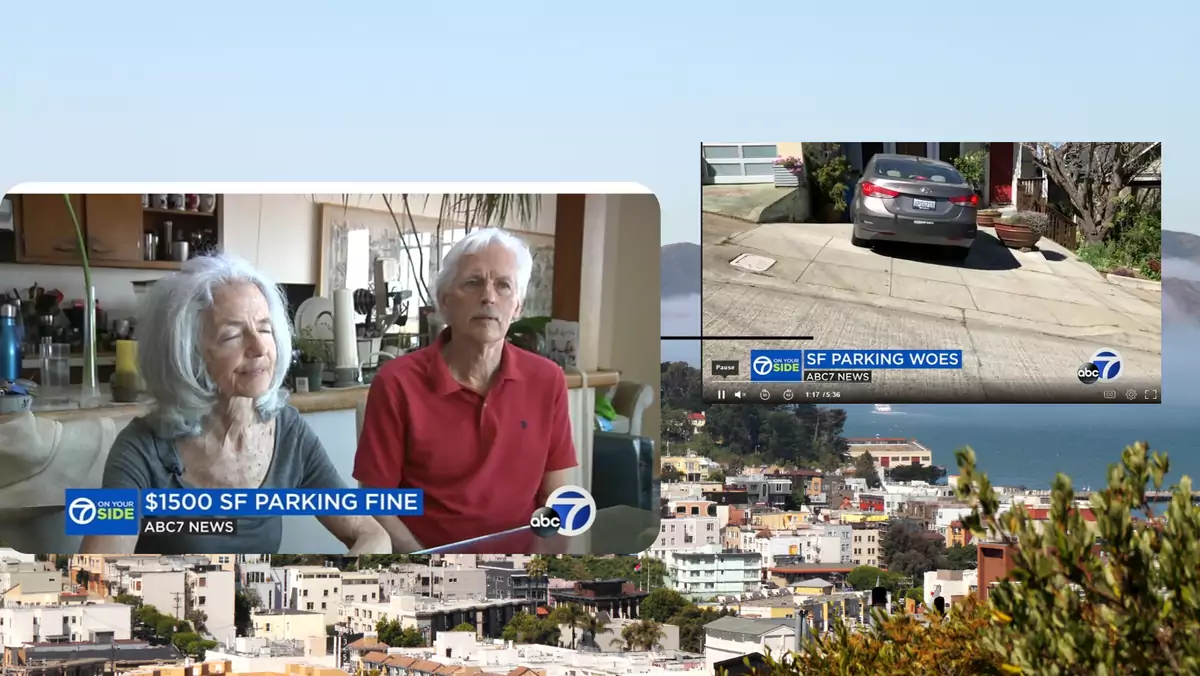 Judy i Ed Craine z San Francisco dostali mandat w wysokości 1,5 tys. dolarów za parkowanie na własnym podjeździe (Screen: ABC 7 News)