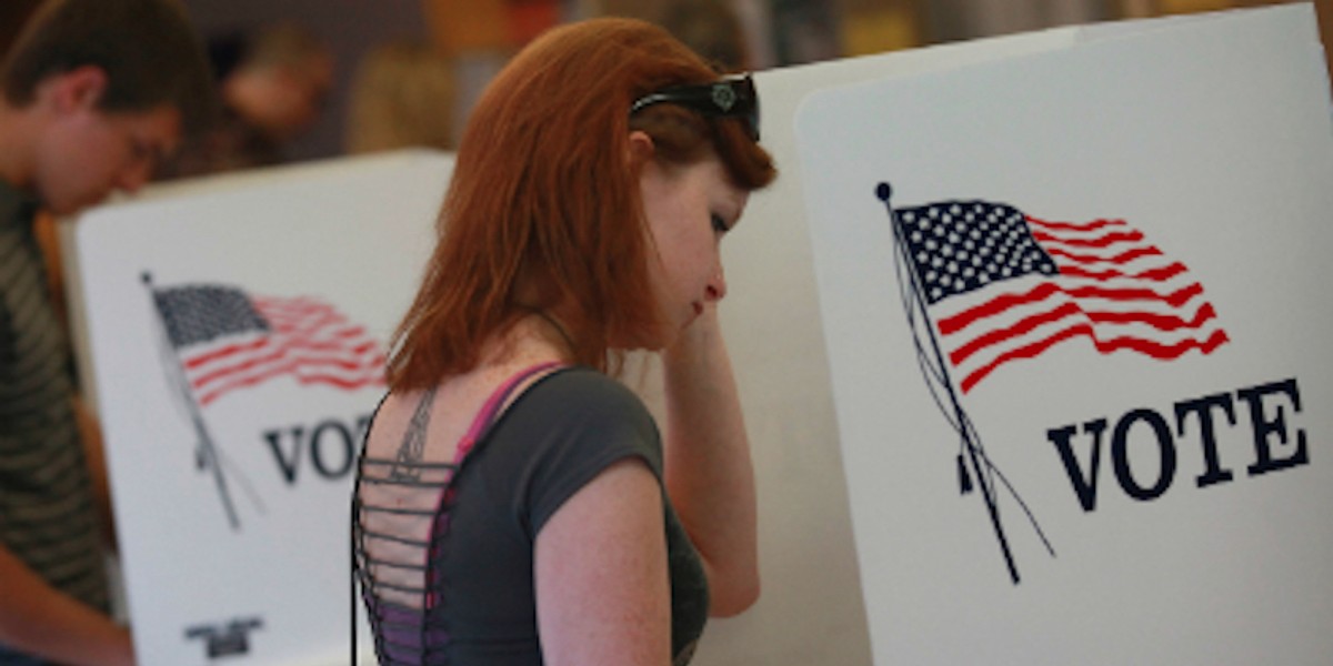 Voting booth in the US.