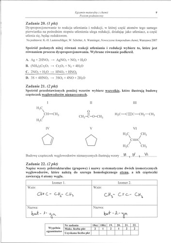 Matura z chemii - rozwiązania do poziomu podstawowego