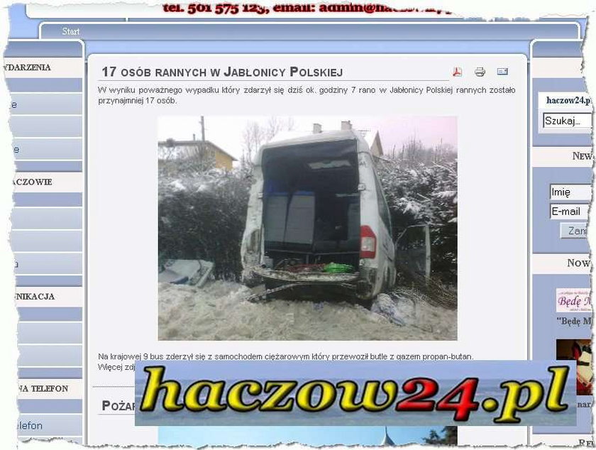 17 osób rannych w Jabłonicy Polskiej