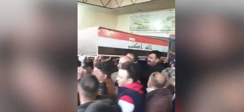 Trumna z ciałem irańskiego generała opuściła szpital w Bagdadzie [WIDEO]