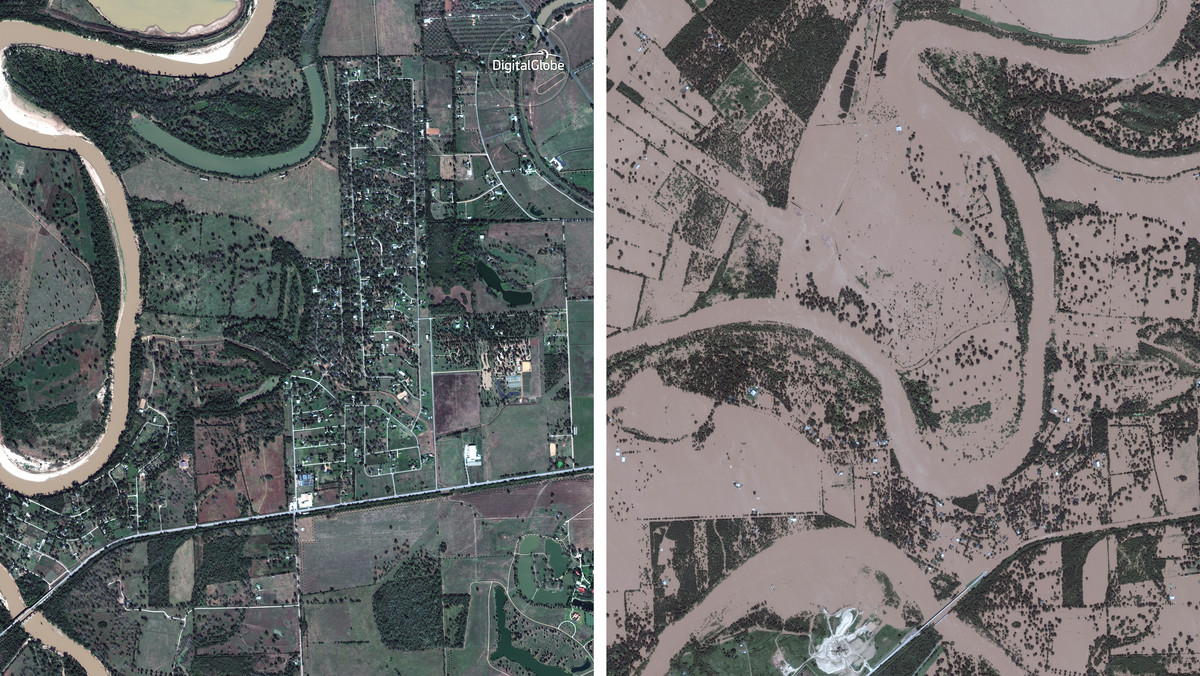 USA WEATHER HURRICANE HARVEY (Satellite images showing Texas areas before and after Hurricane Harvey)