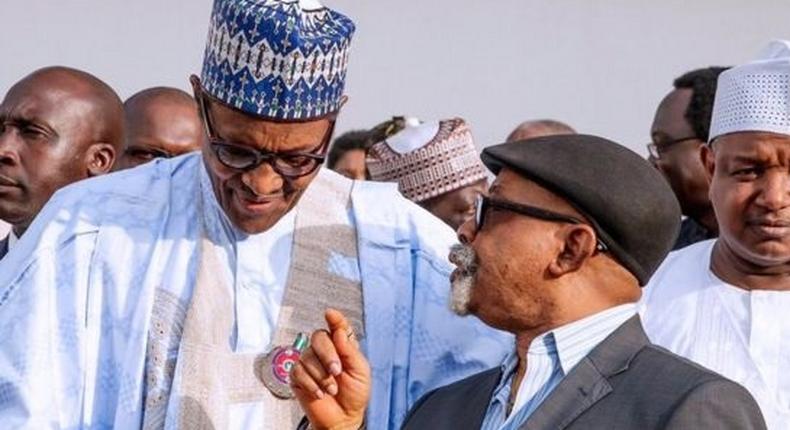 President Muhammadu Buhari (left) with the Minister of Labour, Chris Ngige (right) [BBC]
