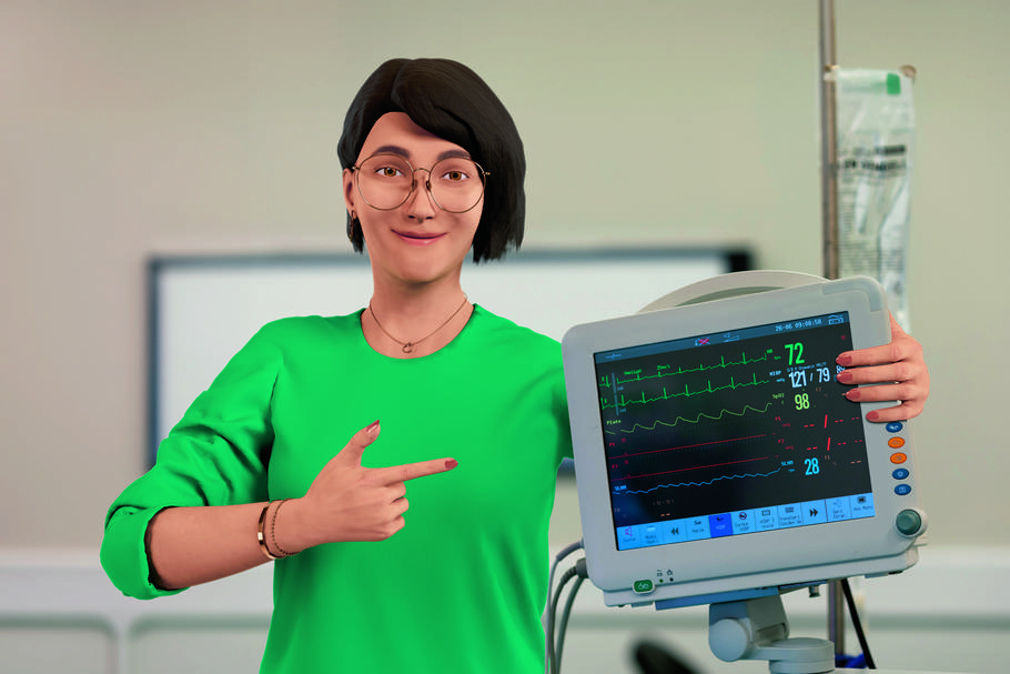 Wprowadzony w 2023 r. awatar Emma Twin edukuje w obszarze technologii wirtualnych bliźniaków w opiece zdrowotnej.