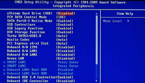 Zakładka Integrated Peripherals