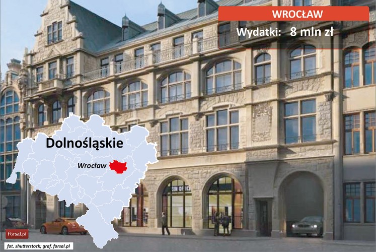 Na najniższym stopniu podium znalazł się Wrocław z wydatkami promocyjnymi na poziomie 8 mln zł. W ramach tych środków finansowych Wrocław przeprowadził między innymi: 
<br>- ogólnopolskie kampanie: „Europa na widelcu” i „Dzień Życzliwości”,
<br>- Festiwal krasnali,
<br>- imprezę rozrywkową „Sylwester z Dwójką we Wrocławiu”.
Wydatki na gadżety w budżecie promocyjnym Wrocławia na 2014 r. to 1,2 mln zł.