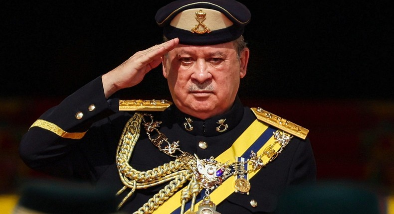 King of Malaysia Sultan Ibrahim Iskandar during a welcoming ceremony at the National Palace in Kuala Lumpur.HASNOOR HUSSAIN/Pool/AFP via Getty Images