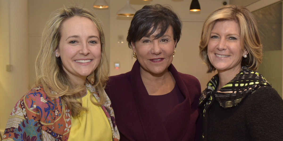 LearnVest CEO Alexa von Tobel, left, Secretary of Commerce Penny Pritzker, center, and JPMorgan Asset Management CEO Mary Erdoes.