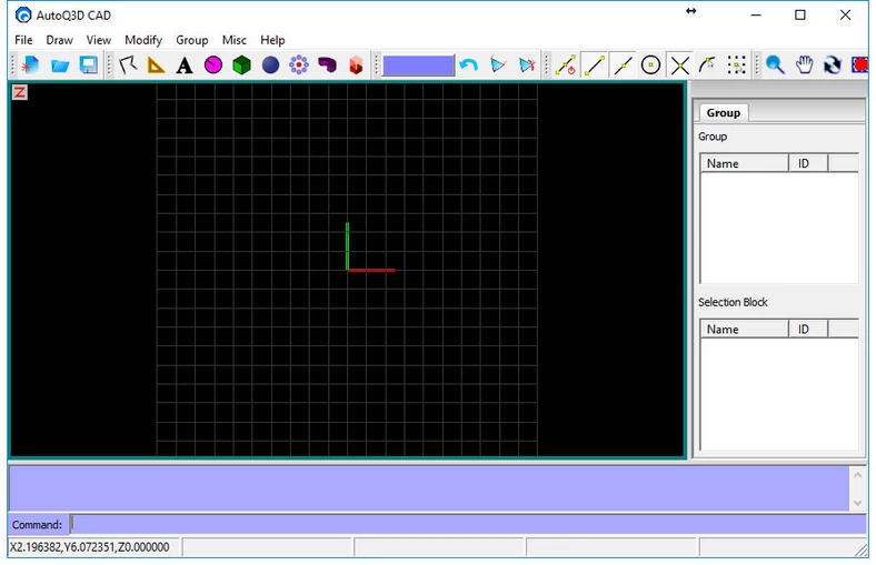 Główne okno programu do projektowania w środowisku CAD - AutoQ3D CAD