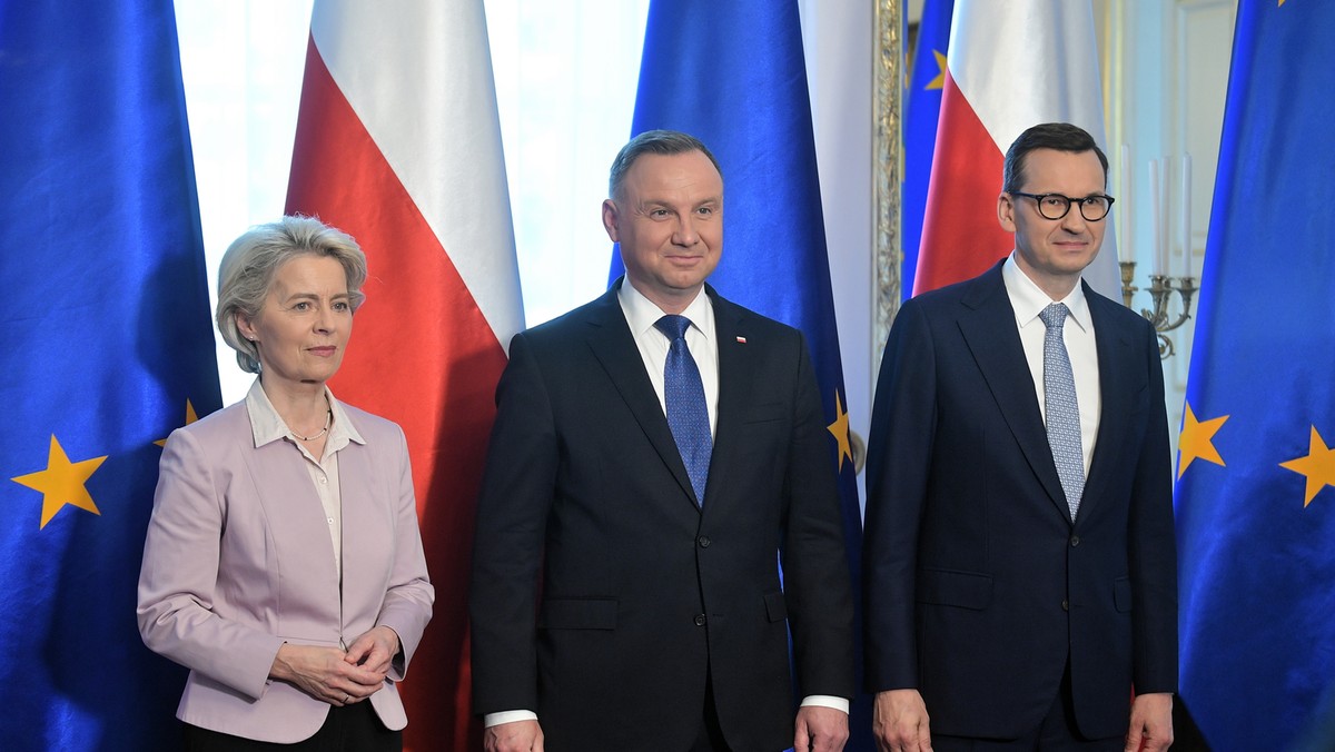 Ursula von der Leyen, Andrzej Duda i Mateusz Morawiecki