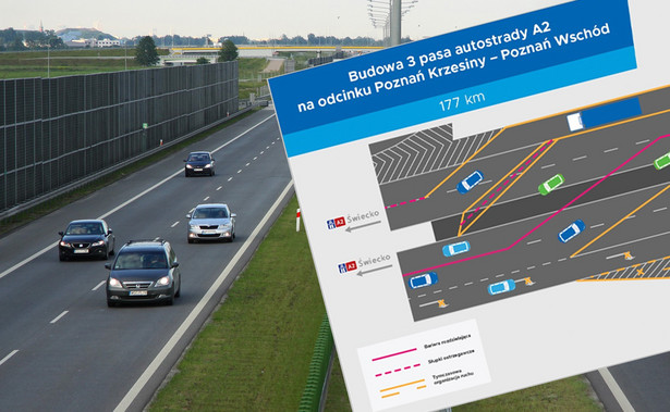 Mapa organizacji ruchu. Od 24 czerwca nowe ograniczenia prędkości między 169 a 171 km autostrady A2