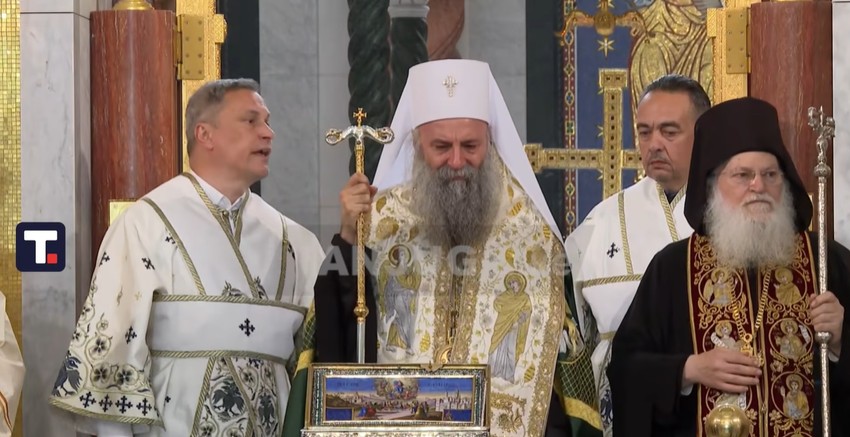 Patrijarh Porfirije, moleban u Hramu Svetog Save, Časni pojas Bogorodice